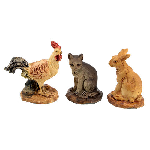 Farm animals set in resin 4 cm, 10 cm nativity scene 5