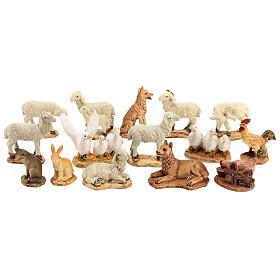 Conjunto animais da quinta 15 peças para presépio com figuras de altura média 15 cm