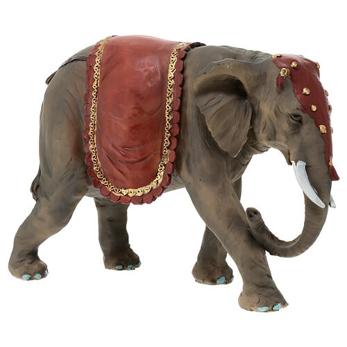 Resin elephant with red saddle for Nativity Scene with 20 cm characters 3