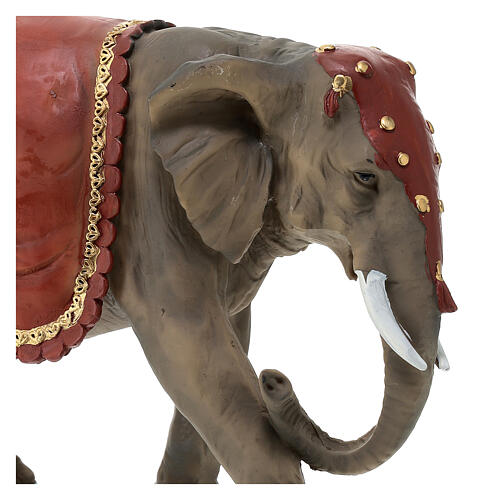 Éléphant selle rouge en résine 20 cm crèche 4