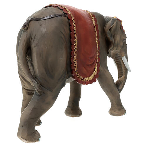 Elefante sella rossa in resina 20 cm presepe 8