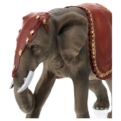 Elefante com sela vermelha resina para presépio com figuras de 20 cm 2