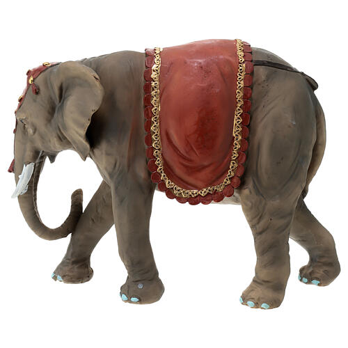 Elefante com sela vermelha resina para presépio com figuras de 20 cm 6