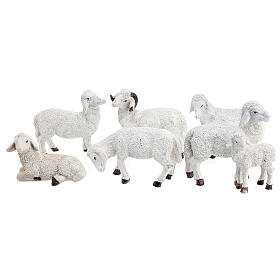 Sheeps with ram for Nativity Scene with 15 cm characters, set of 6