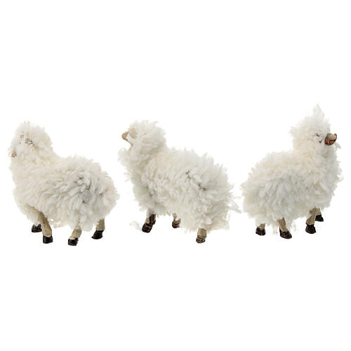 Sheep set with wool 12cm nativity 5pcs 4