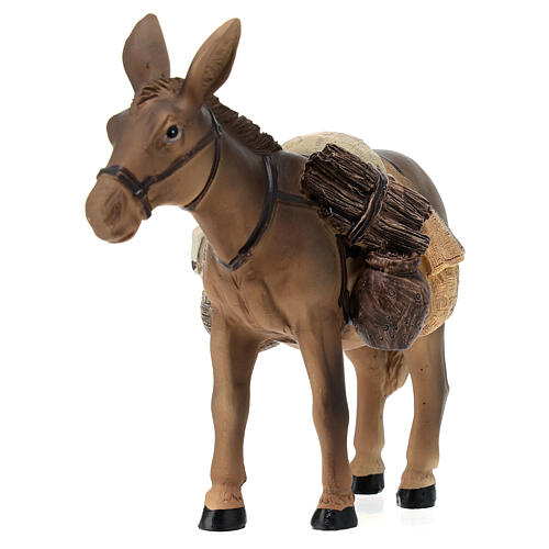 Resin donkey with saddle for Nativity Scene with 16 cm characters 4