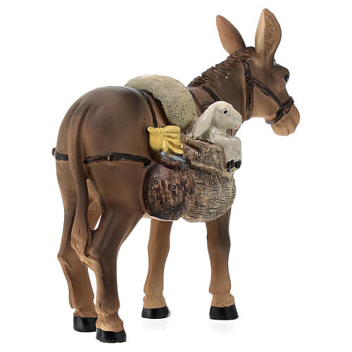 Resin donkey with saddle for Nativity Scene with 16 cm characters 6