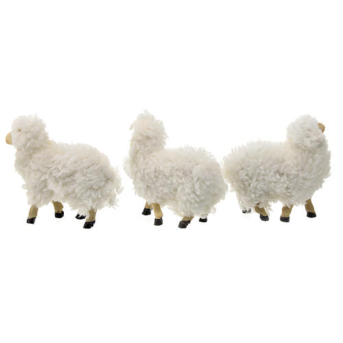 Sheep figurine set wool 5 pcs nativity 15 cm 5
