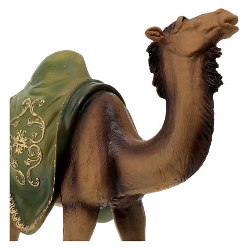 FADEDA Statuine Presepe: Cammello Con Conducente - Coppia Di Figure Dipinte A Mano In Poliresina, 23 Cm, Effetto Legno