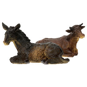 Esel und Ochse aus Harz, 14 cm