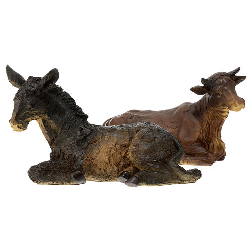 Ox and donkey for resin Nativity Scene with 14 cm characters 1