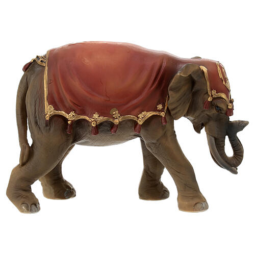 Elefant mit rotem Sattel aus Harz für Krippe, 12 cm 5