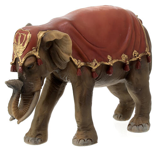 Éléphant avec selle rouge résine crèche 12 cm 3