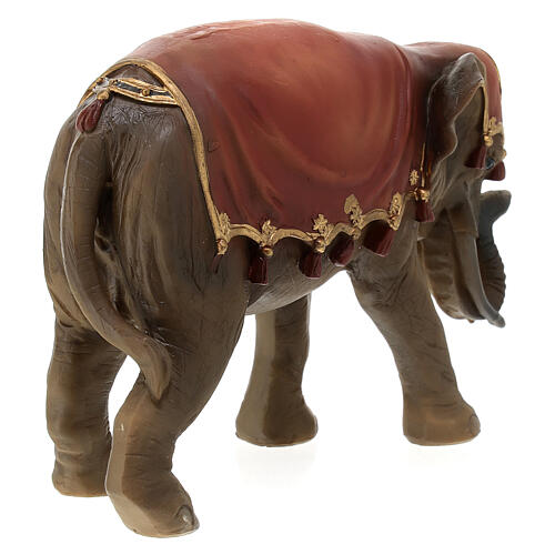 Éléphant avec selle rouge résine crèche 12 cm 6