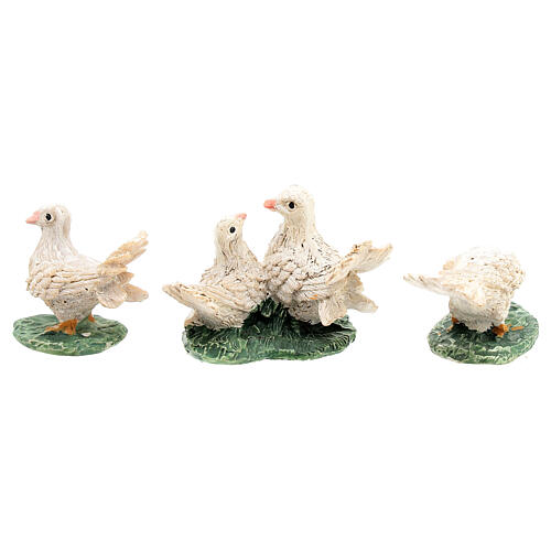 Set of 3 pigeons 4 cm, 12 cm nativity scene 8