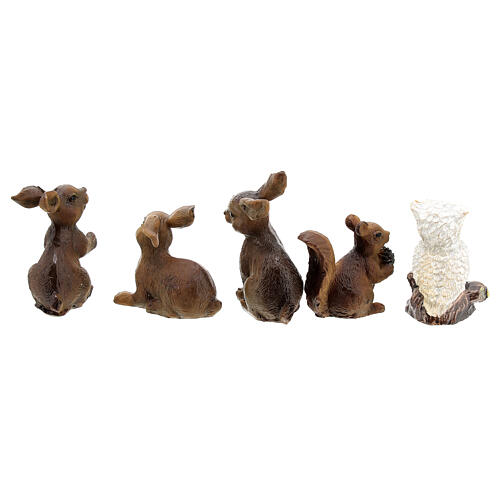 Conjunto animais coruja esquilo e lebres para presépio com figuras de 12 cm 7
