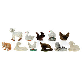 Set of 11 animal figurines for Nativity Scene of 10 cm