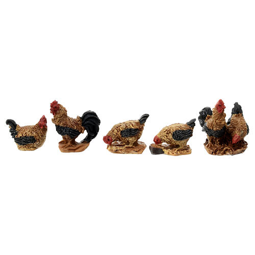 Set of hens and roosters with double henhouse 5x10x5 cm for 10-12 Nativity Scene 2