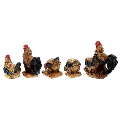 Set of hens and roosters with double henhouse 5x10x5 cm for 10-12 Nativity Scene 4