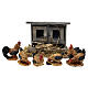 Set of hens and roosters with double henhouse 5x10x5 cm for 10-12 Nativity Scene s1