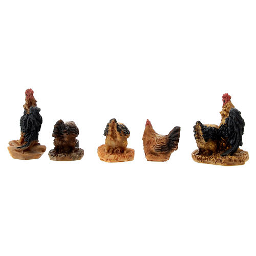 Set of hens and roosters with henhouse 7x5x5 cm for 10-12 Nativity Scene 4