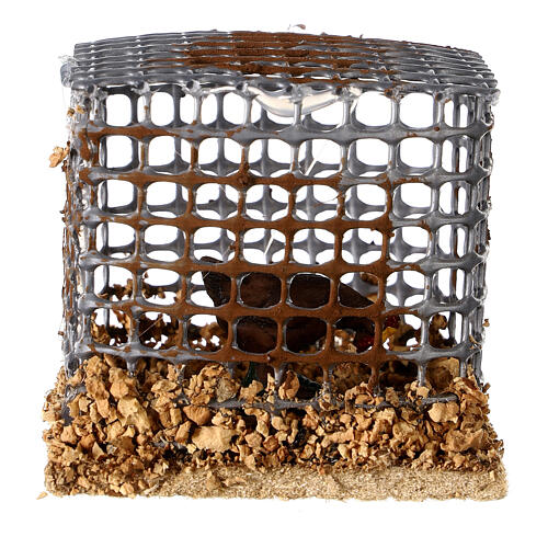 Cage with brown chicken for Nativity Scene 5x5x5 cm 3