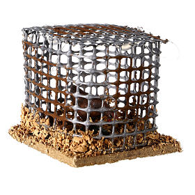 Cage avec poule marron crèche 5x5x5 cm