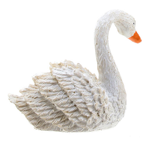 Weißer Schwan aus Harz für Krippe, 10 cm 3