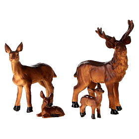 Family of deer with manger, set of 6, 10 cm