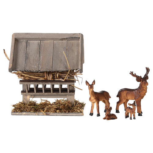 Family of deer with manger, set of 6, 10 cm 1