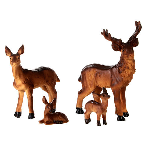 Deer family with trough 6 pcs 10 cm 2