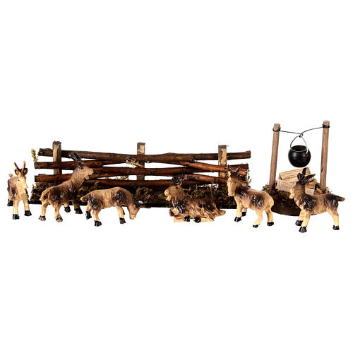 Family of goats with fence, set of 8, for Nativity Scene 1
