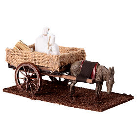Donkey with cart, 10x15x10 cm, for 8 cm rustic Nativity Scene