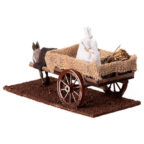 Donkey with cart, 10x15x10 cm, for 8 cm rustic Nativity Scene 4