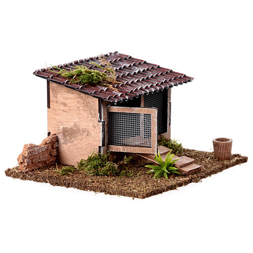 Chicken coop cage 20x15x15 cm rustic style nativity scene h 8 cm 3