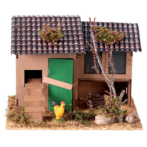 Gallinero con jaula para conejos estilo rústico h 8 cm 10x20x15 cm 1