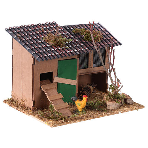 Galinheiro com gaiola de coelhos 10x20x15 cm para presépio de estilo rústico de 8 cm 3
