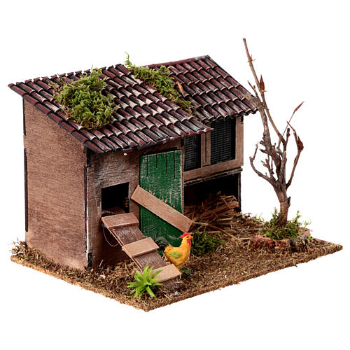 Chicken coop with rustic style rabbit house h 8 cm 10x20x15 cm 3