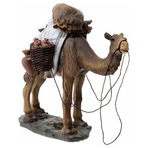 Standing camel laden with baskets for 11 cm Nativity Scene, painted resin 2