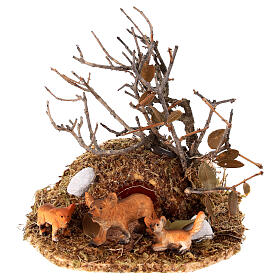 Wild animal cave 9x9 cm nativity scene 8-10 cm