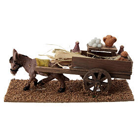 Burro com carro de ânforas 10x20x10 cm figuras 8 cm