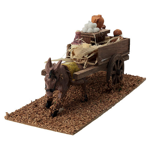Donkey with cart of pitchers 10x20x10 cm figurines 8cm 2