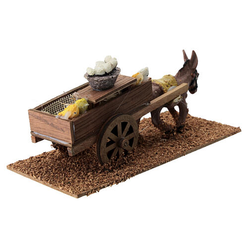 Osioł z wózkiem, ryby, figurka 8cm 4