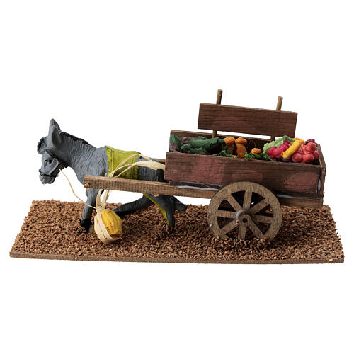 Burro con carrito de verduras 10x20x10 cm belén 8 cm 1