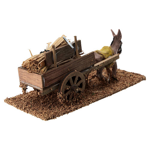 Donkey with Straw Cart, 10x20x10cm Nativity Scene 8cm 4