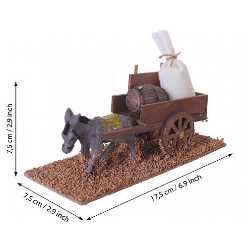 Donkey with flour cart, 7.5x7.5x17.5 cm, for 8 cm Nativity Scene 2