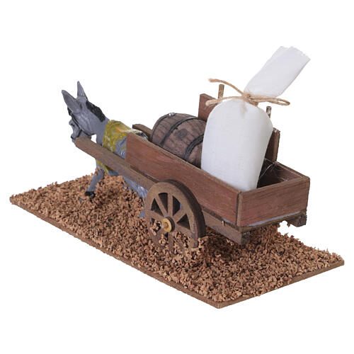 Asino con carretto farina 8x8x18 cm per presepe da 8 cm 5