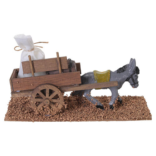 Burro com carro de farinha 7,5x7,5x17,5 cm para presépio de 8 cm 4