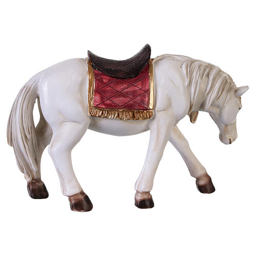 Cheval blanc en résine pour crèche 10 cm 4