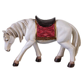 White horse figurine in resin for nativity 10 cm